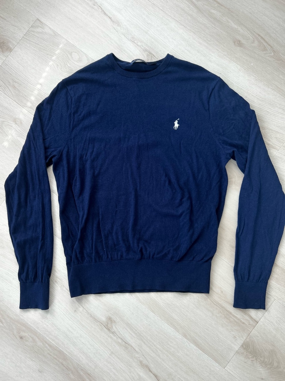 Ralph Lauren Navy Long-Sleeve Crewneck Sweater with Polo Logo